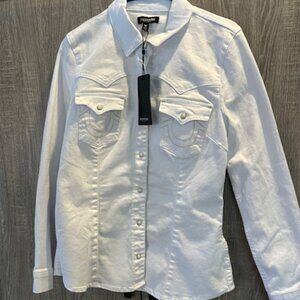 Women's True Religion White Denim Shirt